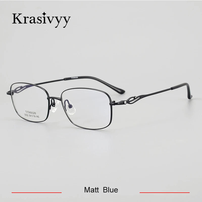 Krasivyy Woman's Full Rim Square Titanium Eyeglasses 443002 Full Rim Krasivyy Matt Blue  