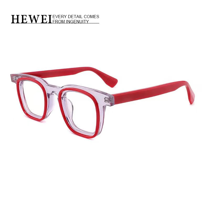 Hewei Unisex Full Rim Square Thick Acetate Eyeglasses 2296 Full Rim Hewei   