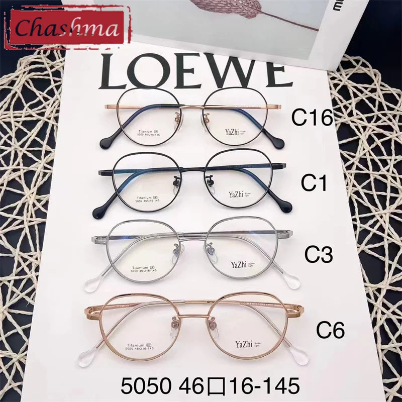 Chashma Ottica Unisex Full Rim Round Titanium Eyeglasses 5050 Full Rim Chashma Ottica   
