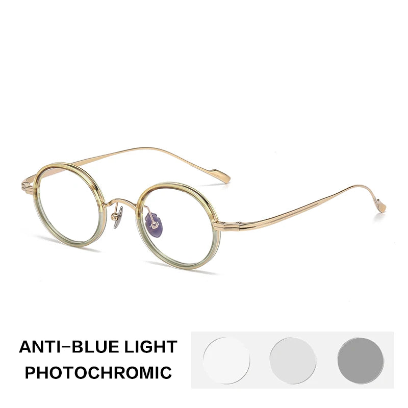 Gatenac Women's Full Rim Round Titanium Acetate Photochromic Reading Glasses36080