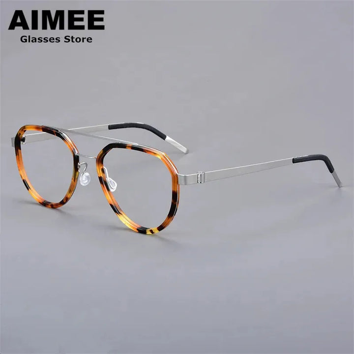 Aimee Unisex Full Rim Oval Double Bridge Titanium Eyeglasses 9745