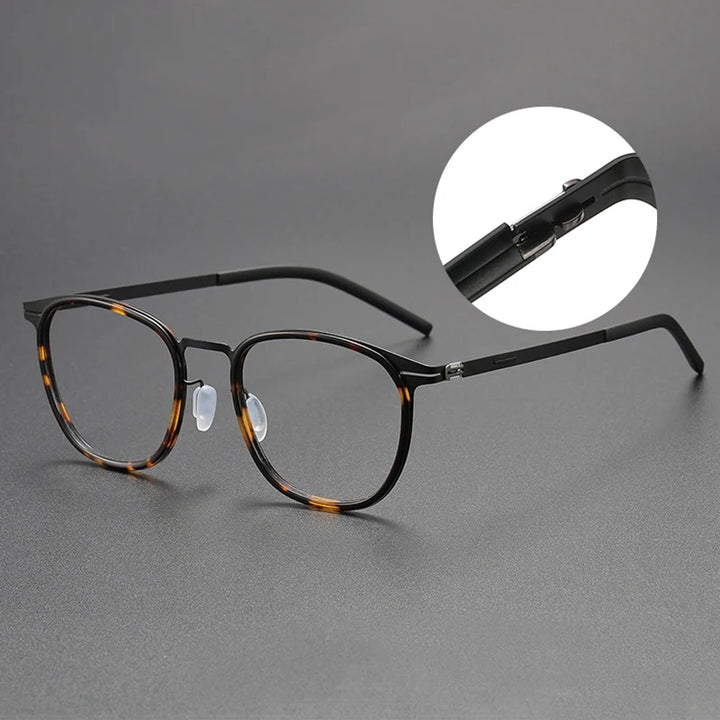 Black Mask Unisex Full Rim Square Screwless Stainless Steel Eyeglasses 1206 Full Rim Black Mask   