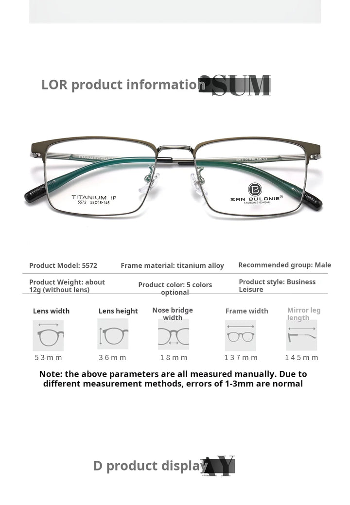 Yimaruili Women's Full Rim Polygon Square Titanium Eyeglasses 365572