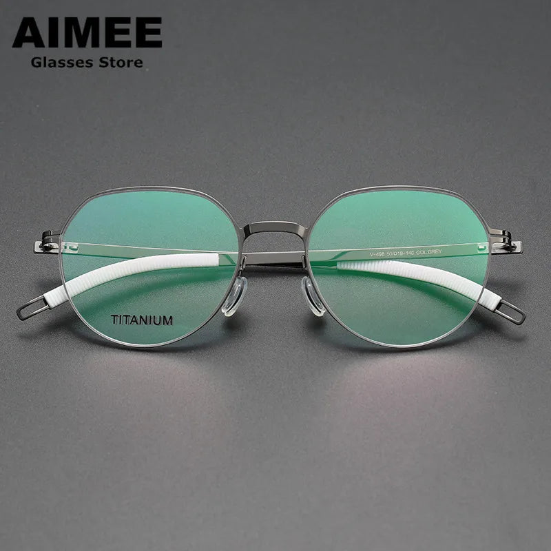 Aimee Unisex Full Rim Flat Top Round Titanium Acetate Eyeglasses 49819 Full Rim Aimee   