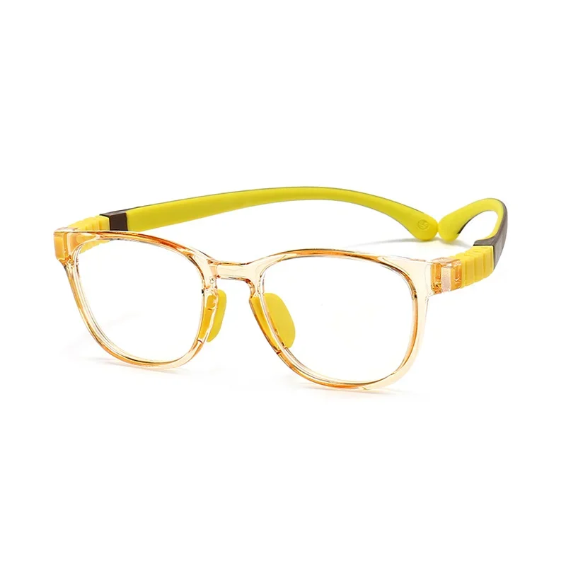 Handoer Unisex Children's Full Rim Square Acetate Silicone Eyeglasses 9102 Full Rim Handoer C4 Yellow  