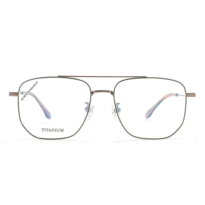 KatKani Unisex Full Rim Square Double Bridge Titanium Eyeglasses 3053 Full Rim KatKani Eyeglasses   