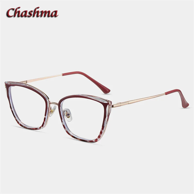 Chashma Ochki Women's Full Rim Square Cat Eye Tr 90 Eyeglasses 87257 Full Rim Chashma Ochki Purple  