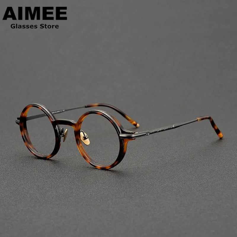 Aimee Women's Full Rim Round Acetate Titanium Eyeglasses 48136
