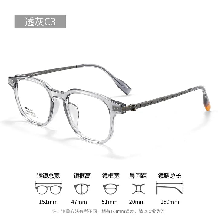 CCspace Men's Full Rim Big Square Acetate Titanium Eyeglasses 314981