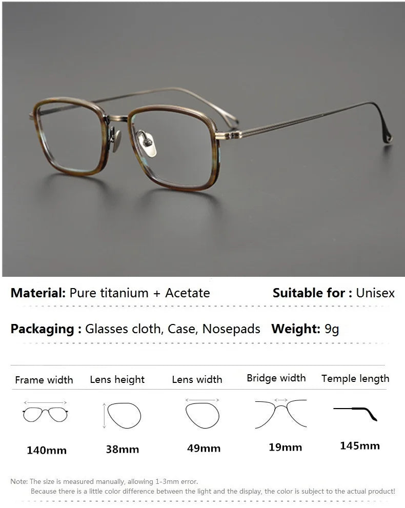 Aimee Unisex Full Rim Square Acetate Titanium Eyeglasses 9114