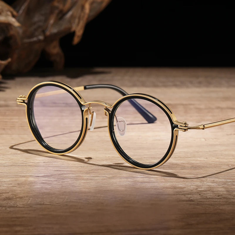 Black Mask Women's Full Rim Round Titanium Acetate Eyeglasses 410685