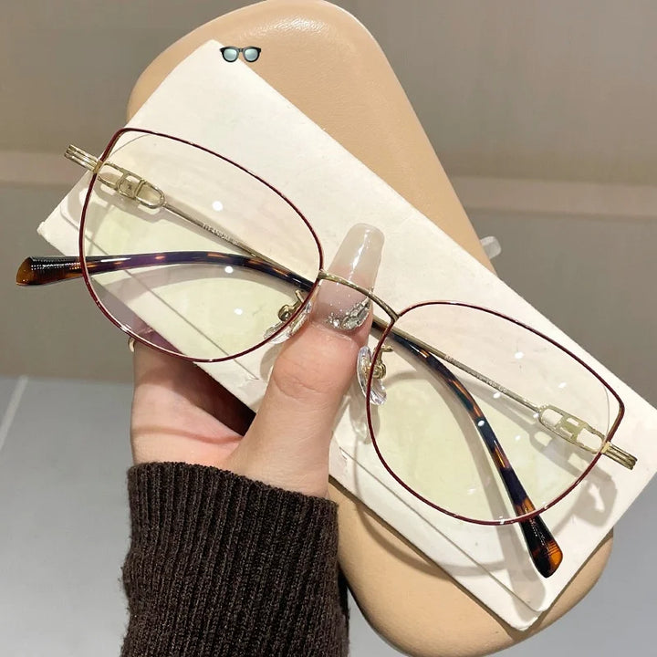 Momoja Women's Full Rim Square Cat Eye Titanium Eyeglasses 86155
