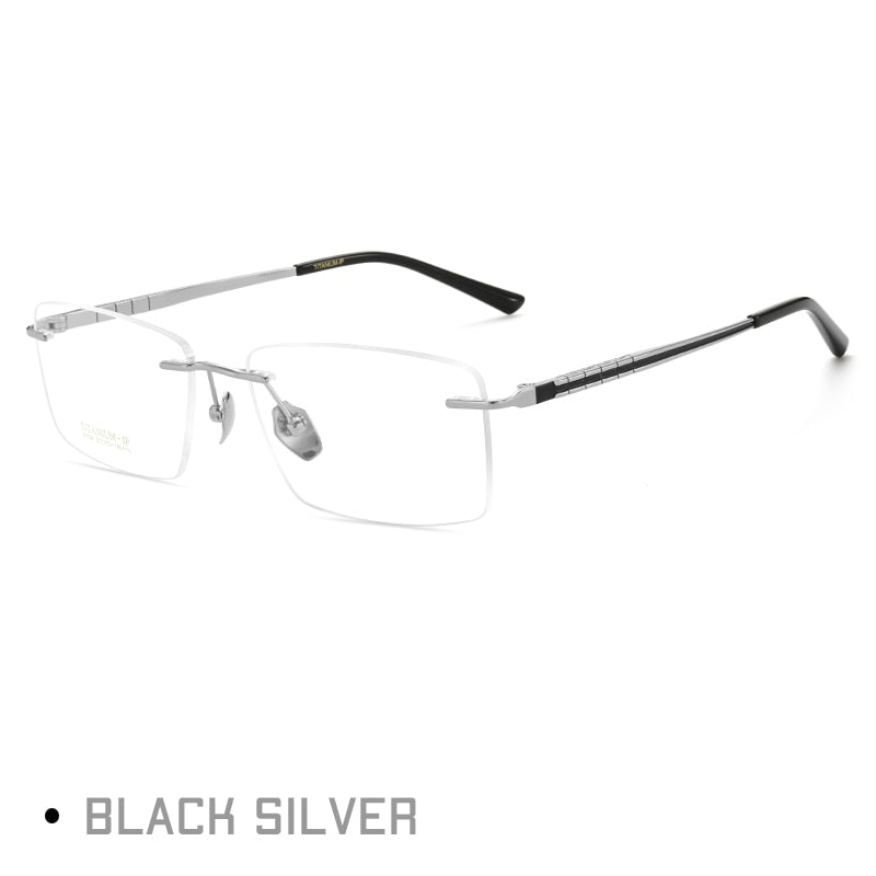 Gmei Men's Rimless Rectangle Titanium Eyeglasses 91104 Rimless Gmei Optical Silver  