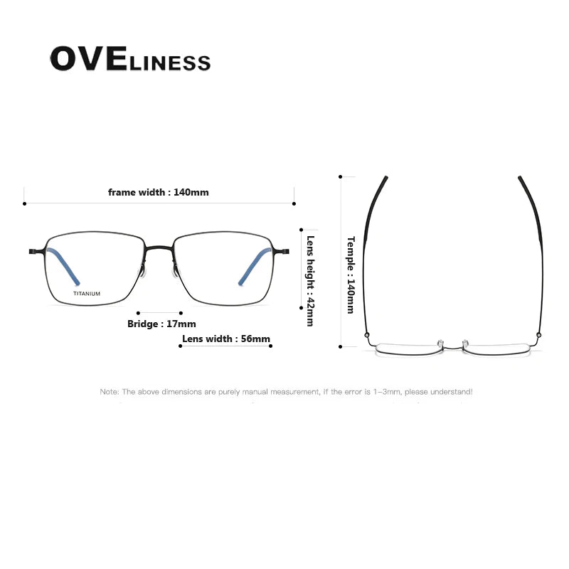 Oveliness Unisex Full Rim Square Screwless Titanium Eyeglasses 925508