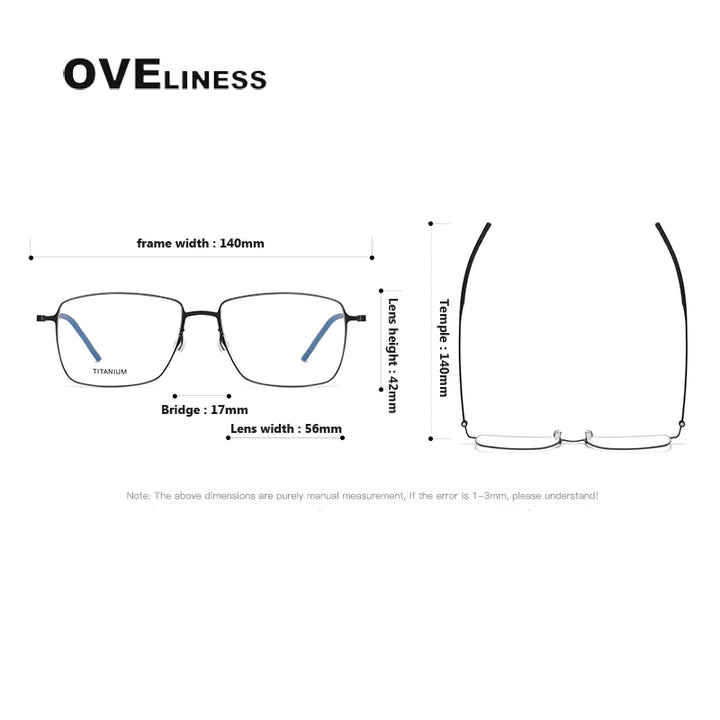 Oveliness Unisex Full Rim Square Screwless Titanium Eyeglasses 925508