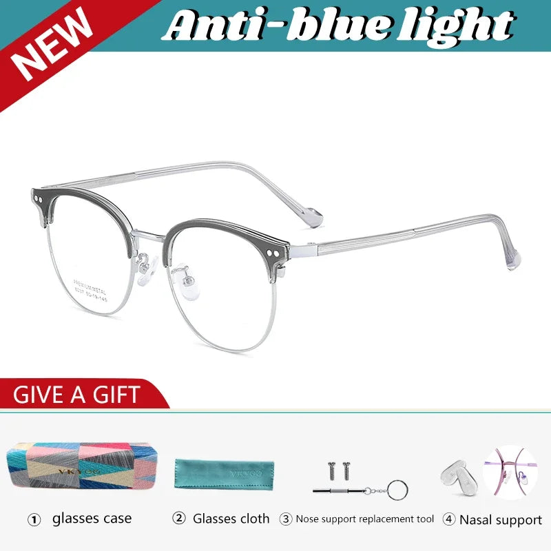 Vicky Men's Full Rim Oval Alloy Acetate Reading Glasses 8037 Reading Glasses Vicky -100 8037-C5