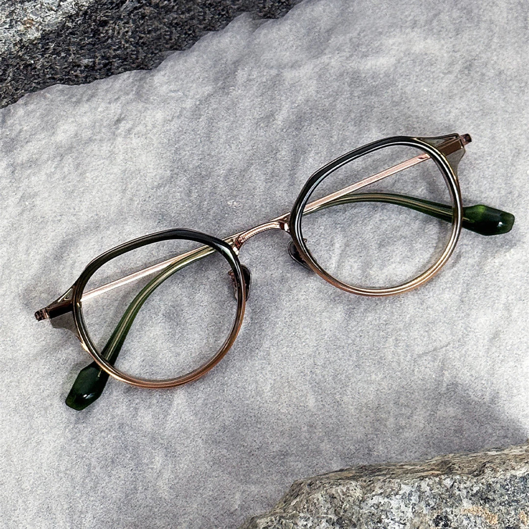 Black Mask Unisex Full Rim Round Titanium Eyeglasses BM-G636