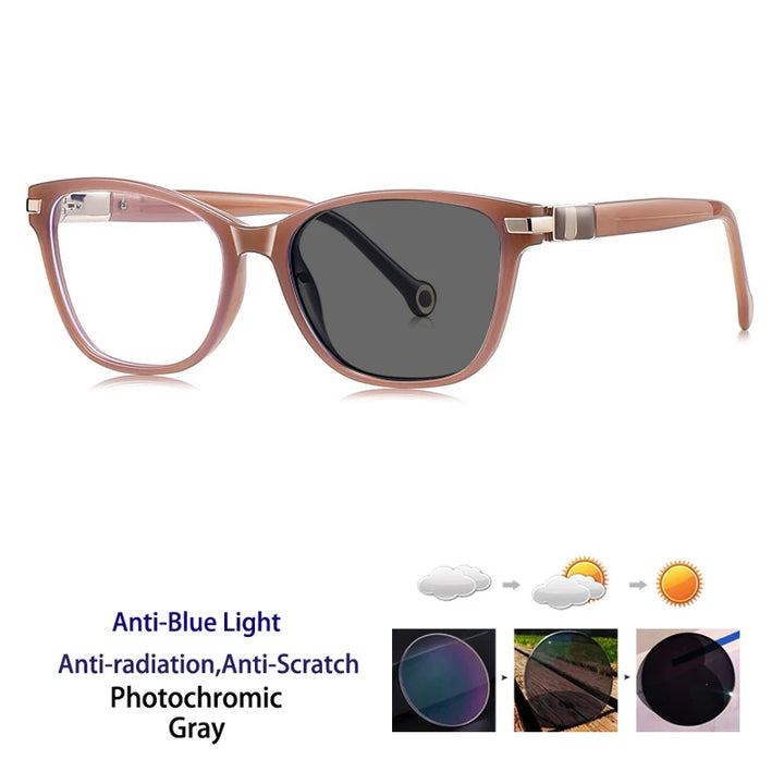 Kocolior Women's Full Rim Square Cat Eye Acetate Photochromic Reading Glasses 512221