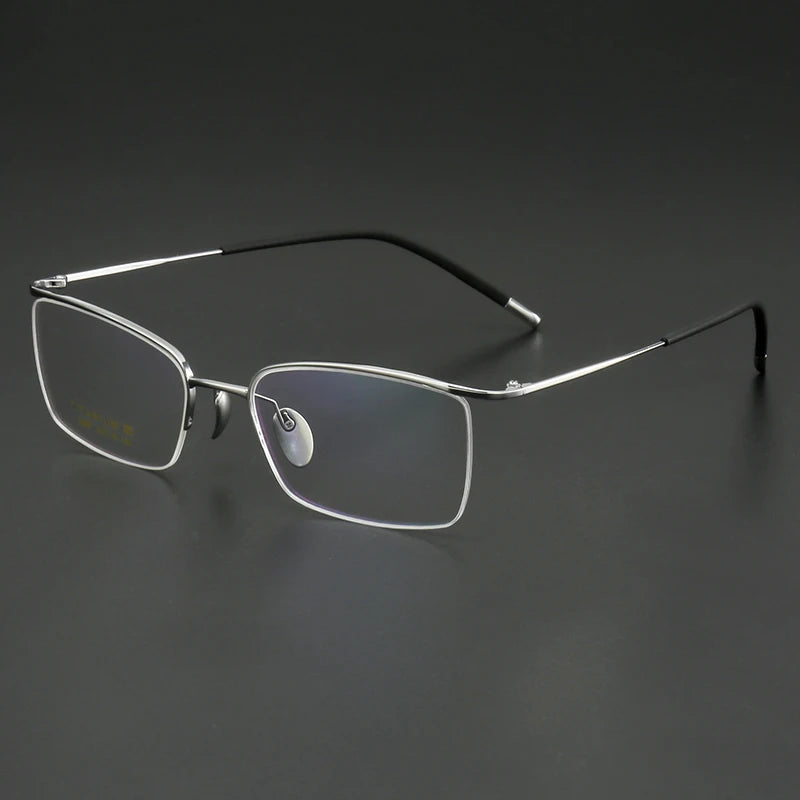 Muzz Women's Semi Rim Square Brow Line Titanium Eyeglasses 82988