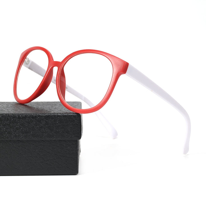 Cubojue Unisex Full Rim Square Tr 90 Titanium Myopic Reading Glasses 8056m Reading Glasses Cubojue no function lens 0 red white 