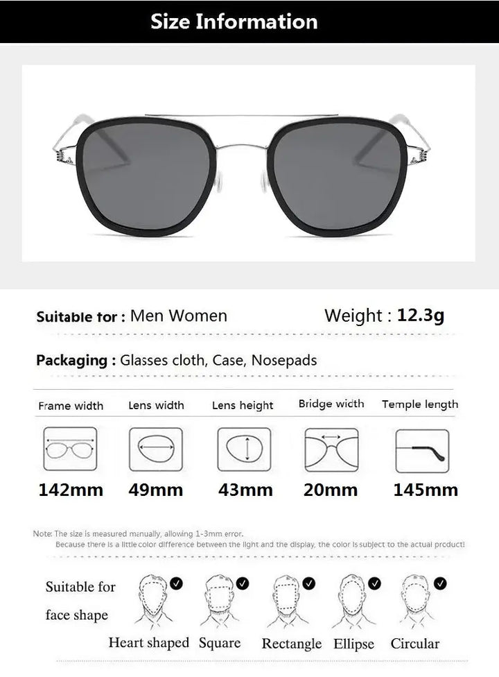 Bobbie 820554 Men’s Screwless Full Rim Polygon Titanium Sunglasses — view 2 | Bobbie at FuzWeb