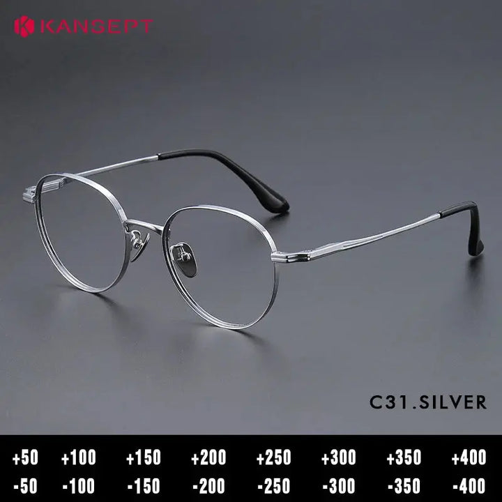Kansept Unisex Full Rim Round Titanium Frames 266000 FuzWeb