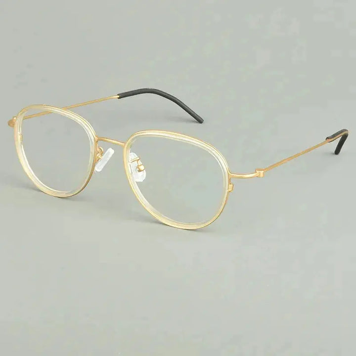 Aimee Unisex Full Rim Oval Round Acetate Titanium Eyeglasses 481505 FuzWeb