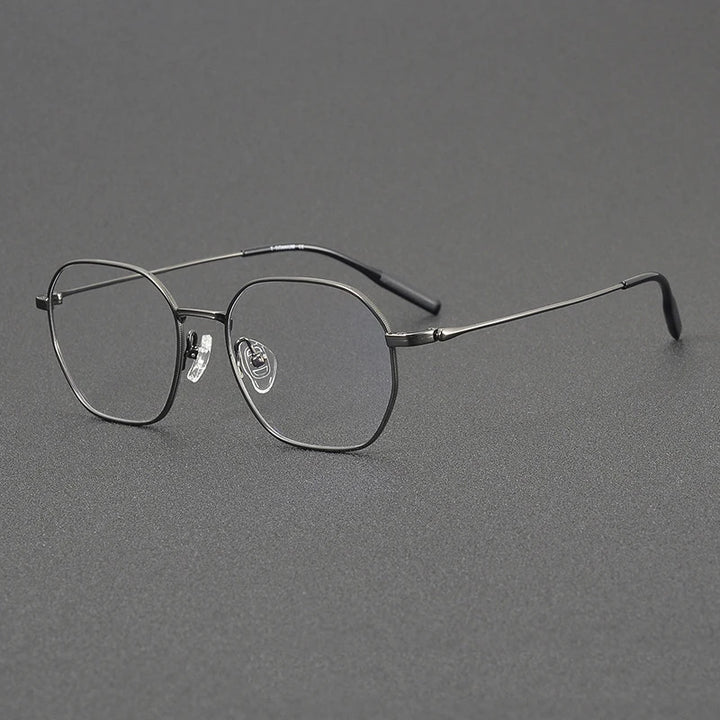 Black Mask Unisex Full Rim Polygon Titanium Eyeglasses 81033 Full Rim Black Mask Gun Gray  