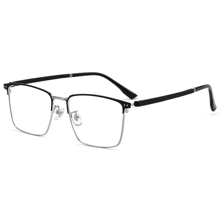 Hotochki Mens Full Rim Browline Square Alloy Eyeglasses 8302z Full Rim Hotochki Black SIlver  
