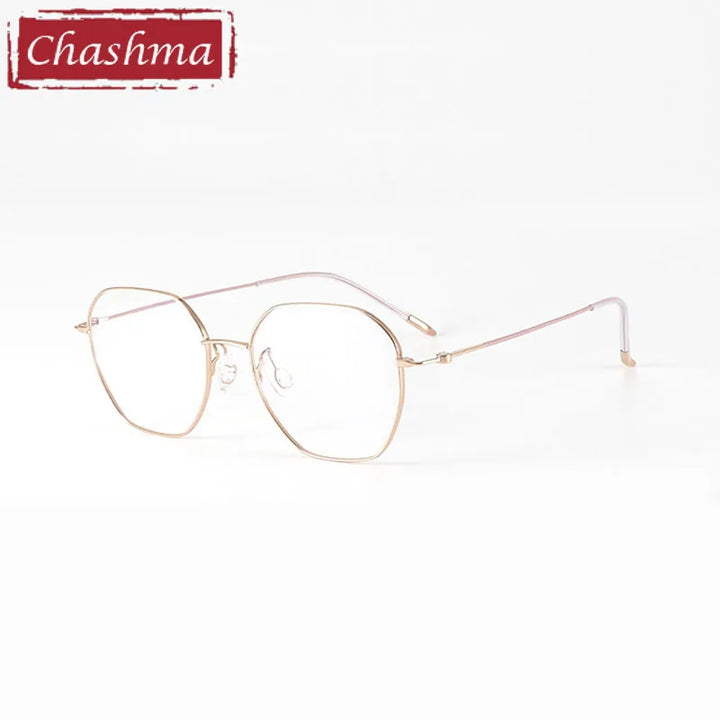 Chashma Ottica Women's Full Rim Polygon Screwless Titanium Eyeglasses 7250 Full Rim Chashma Ottica Rose Gold-Purple  