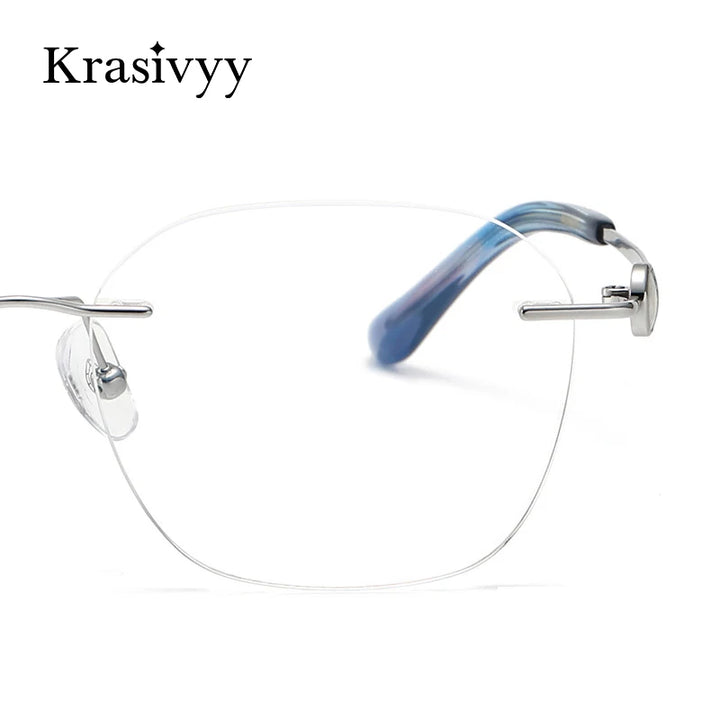 Krasivyy Women's Rimless Flat Top Square Titanium Eyeglasses 6012 Rimless Krasivyy   