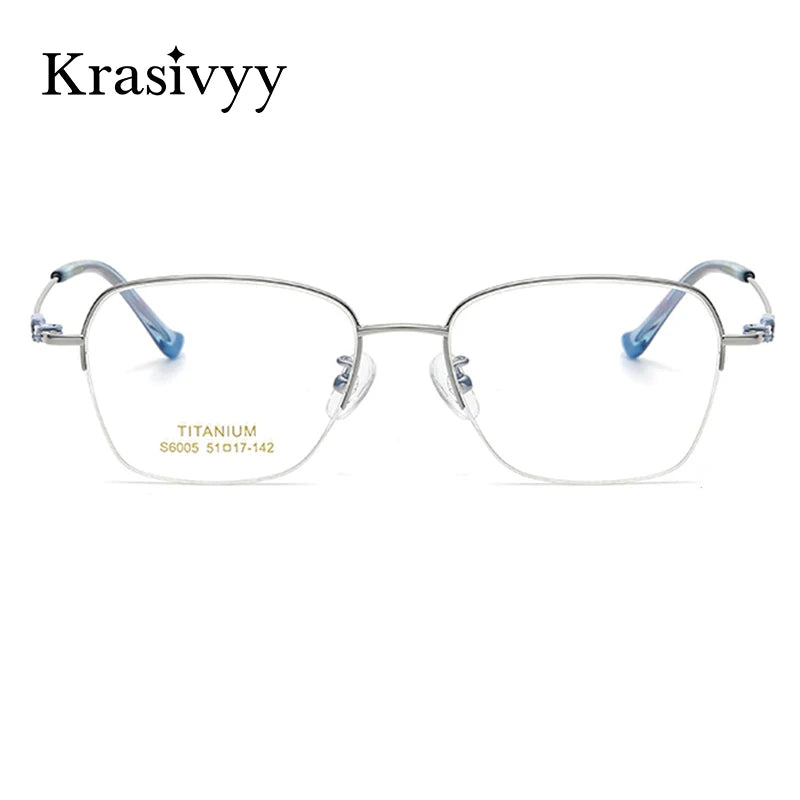 Krasivyy Women's Semi Rim Square Titanium Eyeglasses 6005 Semi Rim Krasivyy   