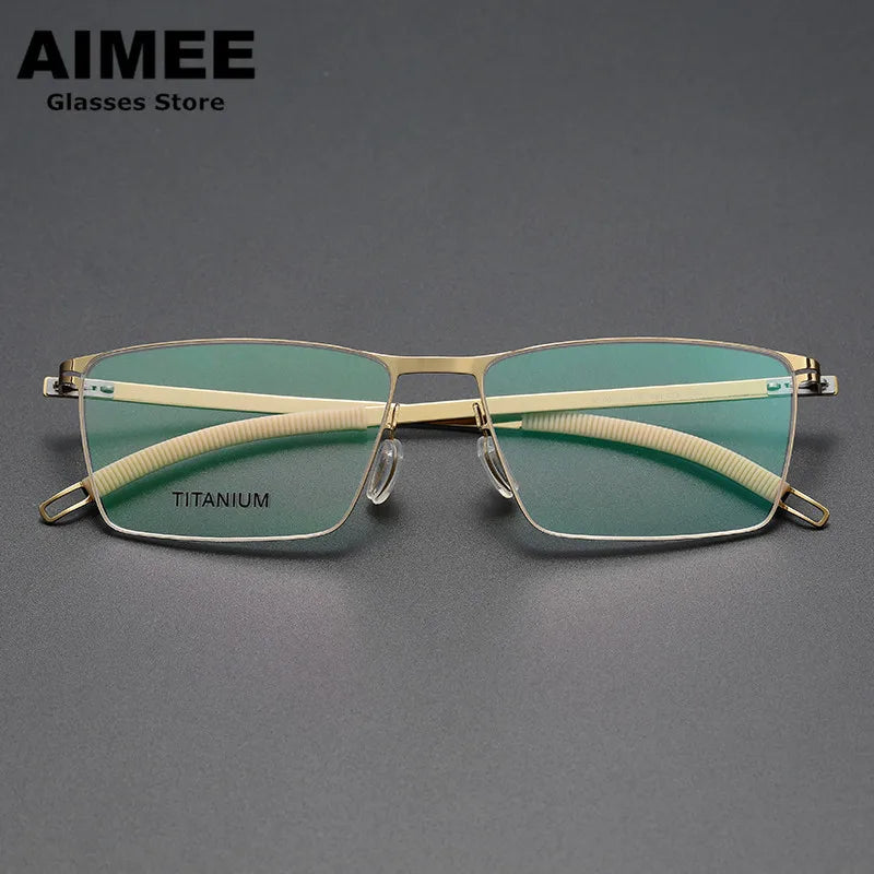 Aimee Unisex Full Rim Square Screwless Titanium Eyeglasses 46119 Full Rim Aimee   