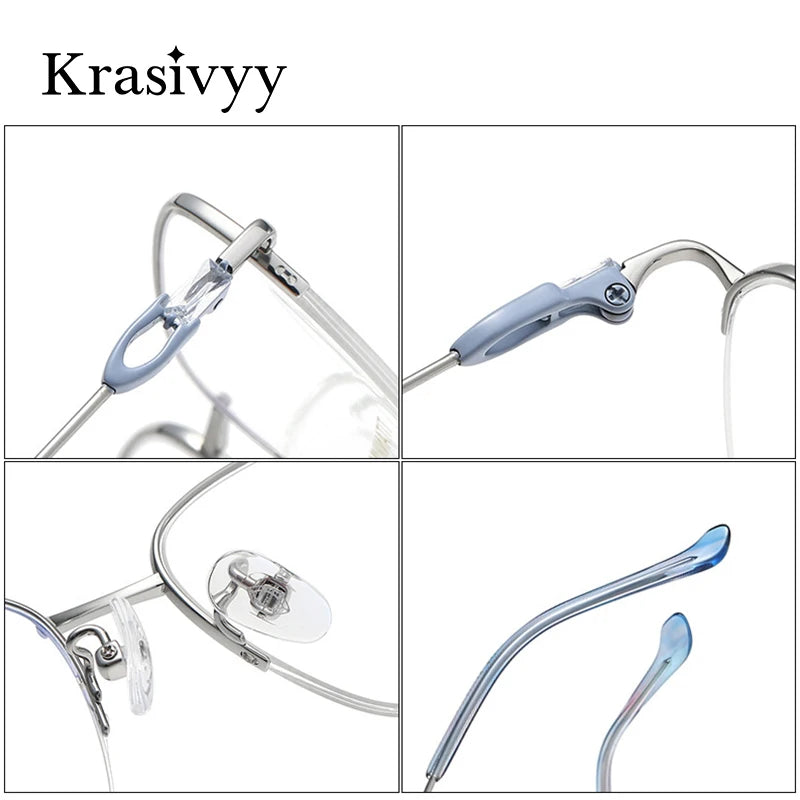 Krasivyy Women's Semi Rim Square Titanium Eyeglasses 6005 Semi Rim Krasivyy   