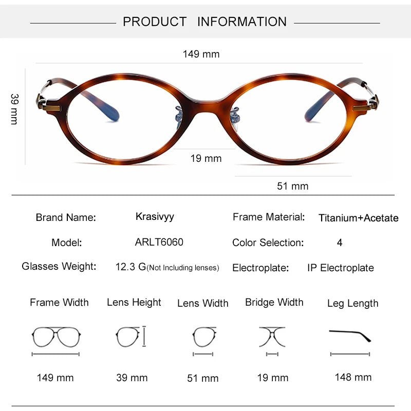 Krasivyy Unisex Full Rim Oval Titanium Acetate Eyeglasses 96060 Full Rim Krasivyy