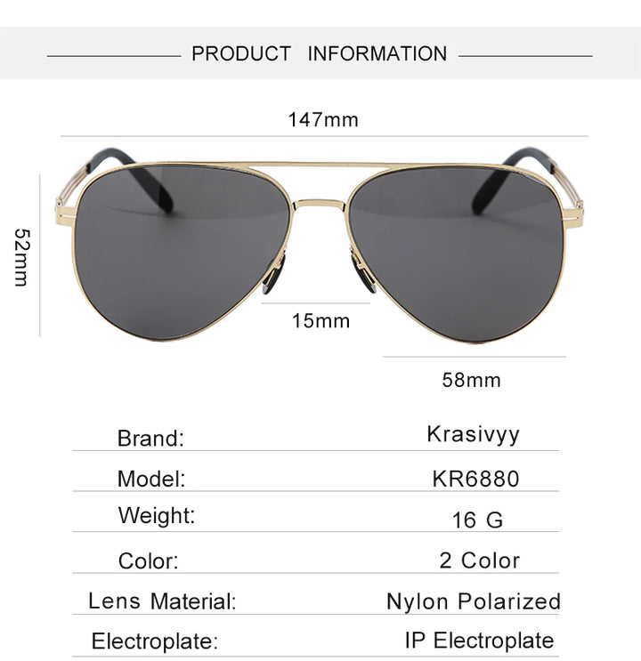 Krasivyy Unisex Full Rim Oval Screwless Nylon Alloy Sunglasses 6880 Sunglasses Krasivyy   