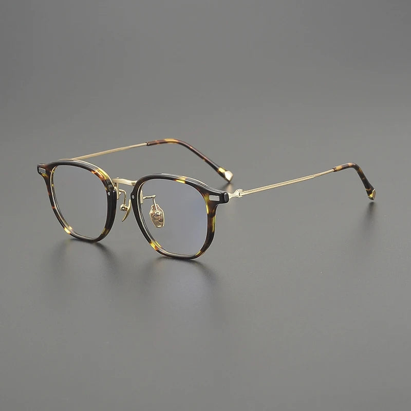 Gatenac Unisex Full Rim Oval Square Acetate Titanium Eyeglasses G8002
