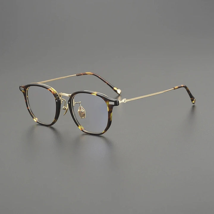 Gatenac Unisex Full Rim Oval Square Acetate Titanium Eyeglasses G8002