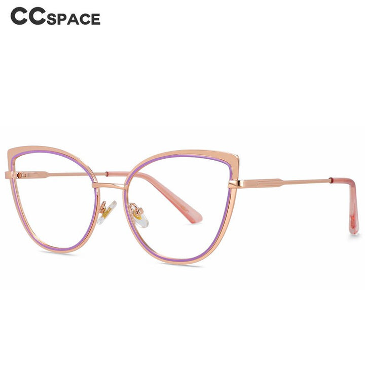 CCSpace Women's Full Rim Square Cat Eye Alloy Eyeglasses 56135 Full Rim CCspace   
