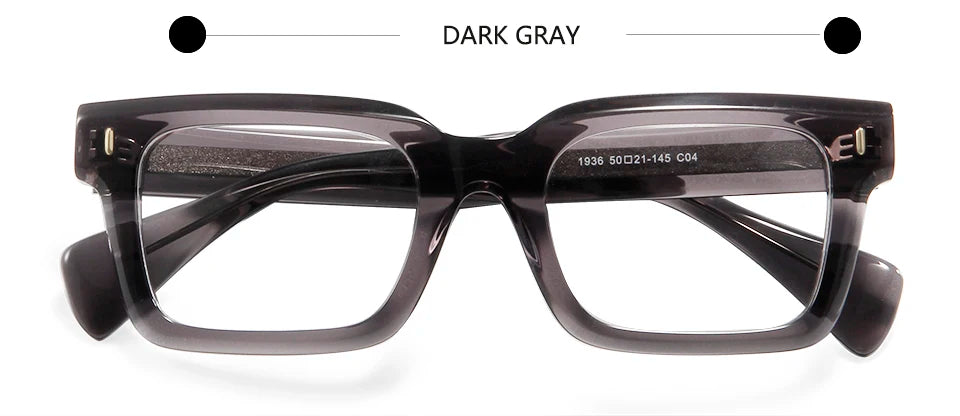 Esnbie Women's Full Rim Square Thick Acetate Eyeglasses 941936 Full Rim Esnbie Dark Gray