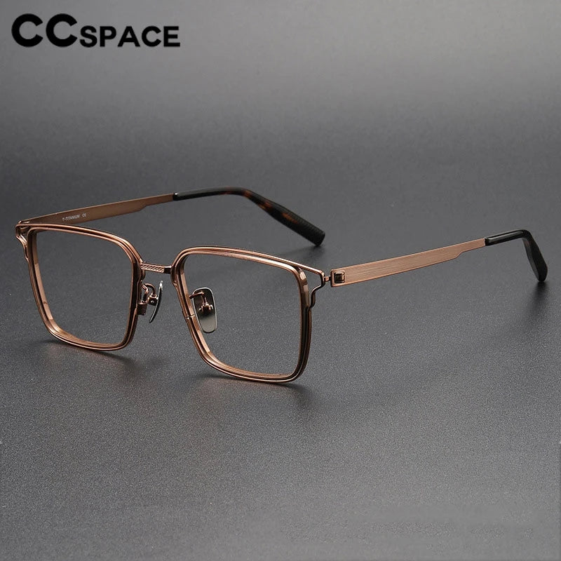 CCspace Unisex Full Rim Square Titanium Eyeglasses 301375 Full Rim CCspace   