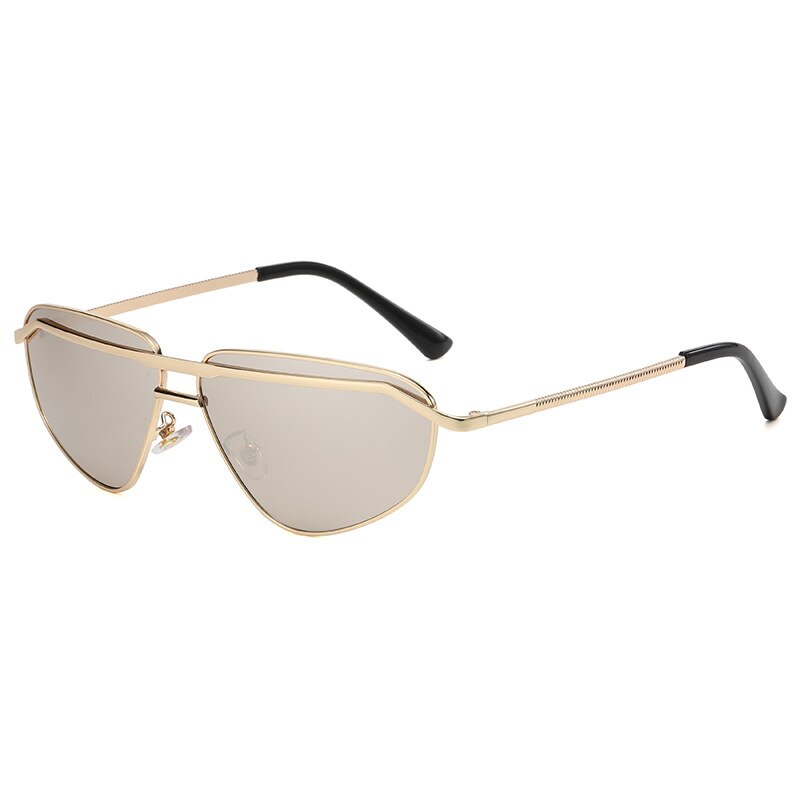 CCspace Unisex Full Rim Irregular Triangle Double Bridge Alloy UV400 Sunglasses 56348 Sunglasses CCspace Sunglasses C4Champagne  