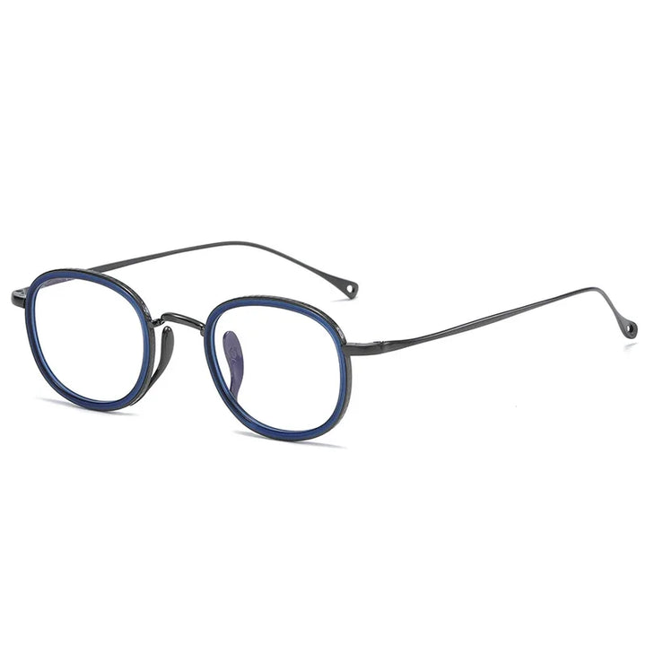 Aimee Unisex Full Rim Square Oval Titanium Acetate Eyeglasses 1173 Full Rim Aimee Gun-Blue  