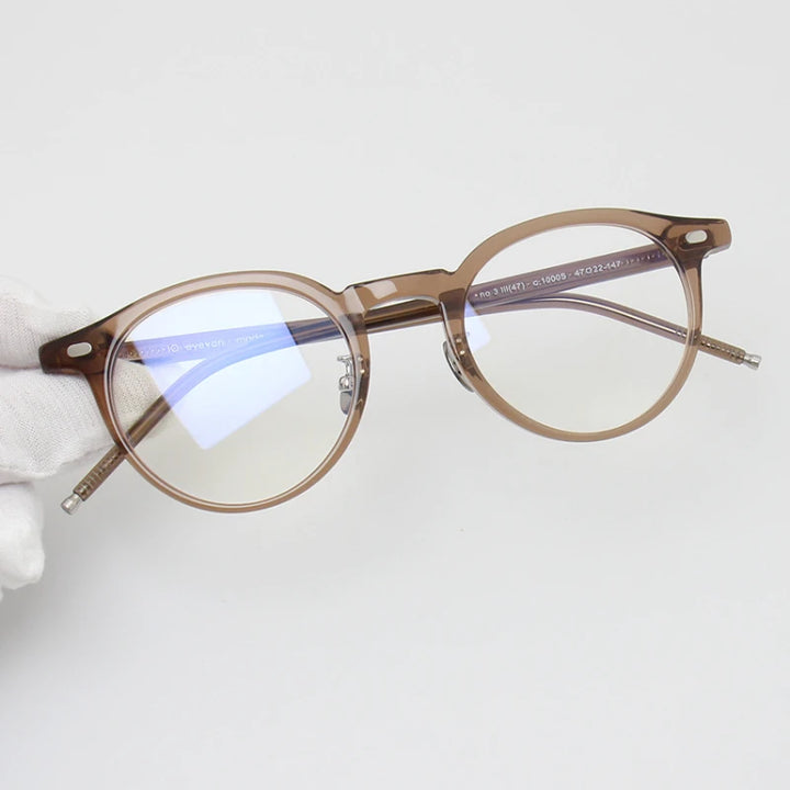Black Mask Unisex Full Rim Round Acetate Eyeglasses 91443