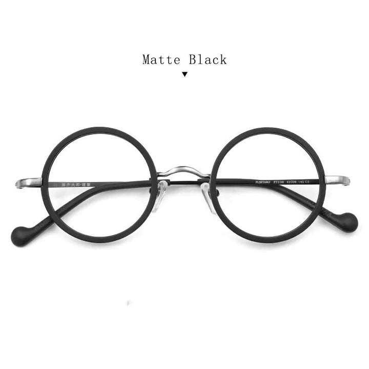 Hdcrafter Unisex Full Rim Round Titanium Eyeglasses Ft2381 Full Rim Hdcrafter Eyeglasses Matte-Black  