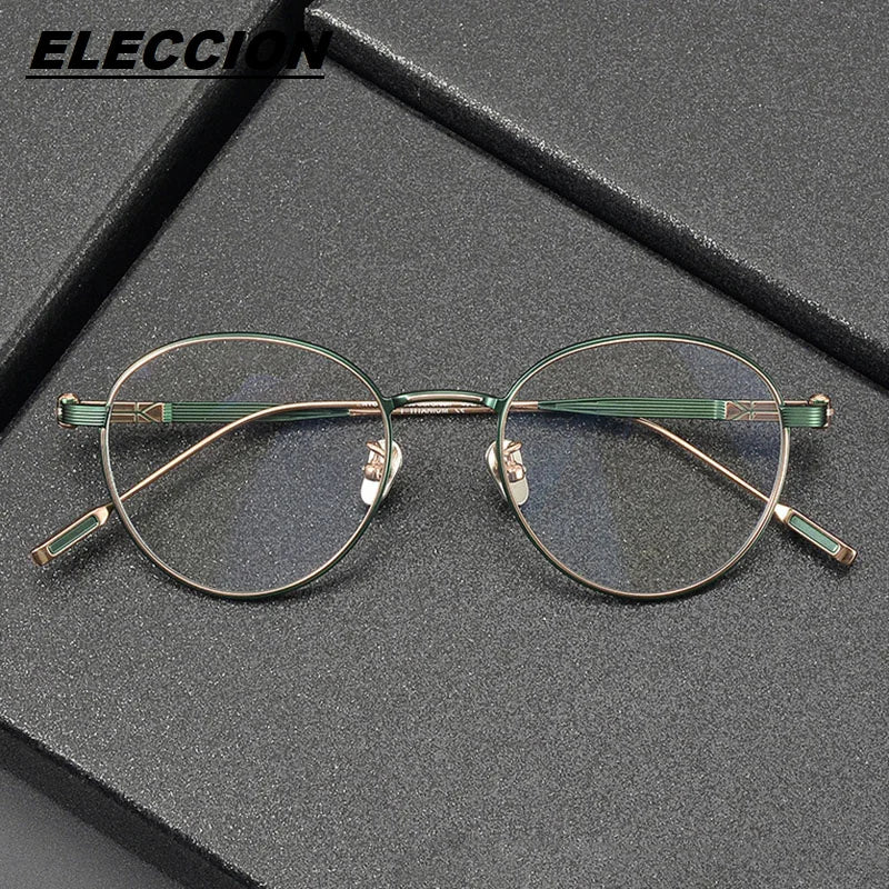 Eleccion Women's Full Rim Round Titanium Eyeglasses 13719