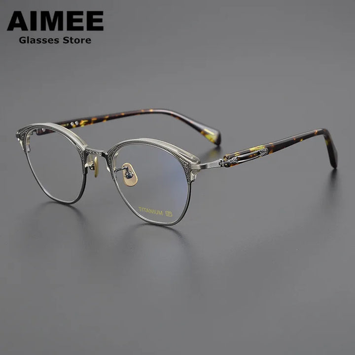 Aimee Unisex Full Rim Square Titanium Acetate Eyeglasses 5051 Full Rim Aimee Tortoise-Gun  