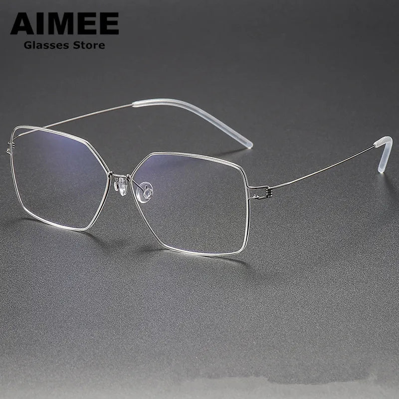 Aimee Women's Full Rim Square Screwless Titanium Eyeglasses 1754 Full Rim Aimee Silver  