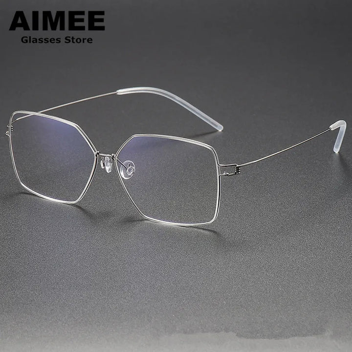 Aimee Women's Full Rim Square Screwless Titanium Eyeglasses 1754 Full Rim Aimee Silver  