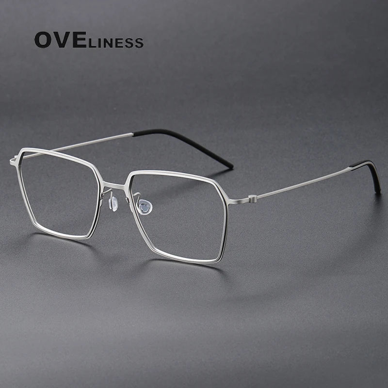 Oveliness Unisex Full RIm Polygon Screwless Titanium Eyeglasses 5514 Full Rim Oveliness silver  